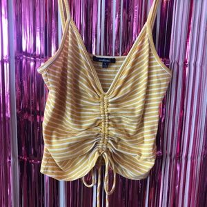 Yellow Striped Cropped Tank
